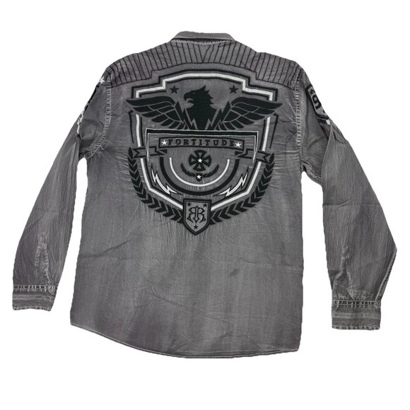 Roar Mens XL Gray Aviation Edition Eagle Long Sleeve Button Up Shirt - Picture 1 of 8